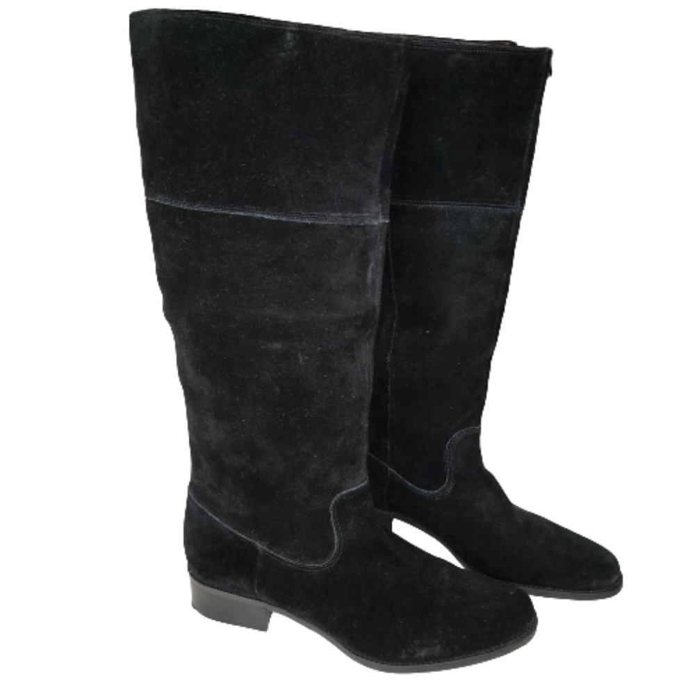 Audrey Brooke Black Knee High Suede Boots 10M